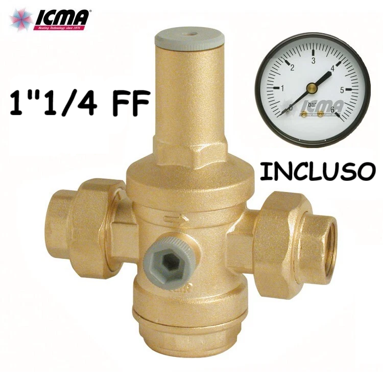 Riduttore di pressione ICMA PN25 1"1/4 FF completo di manometro da 1/4"