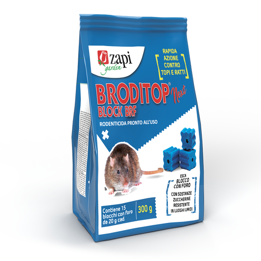 Esca rodenticida per topi in blocchi forati broditop,pronta all'uso,300g