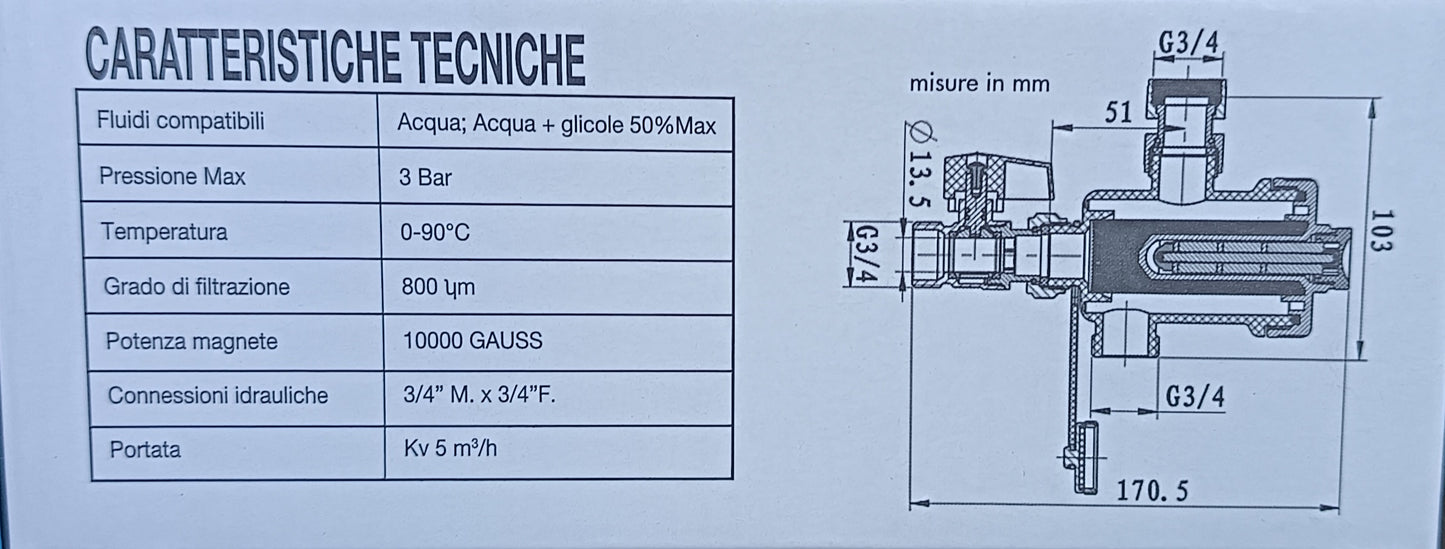 Defangatore magnetico sottocaldaia 3/4" bianco